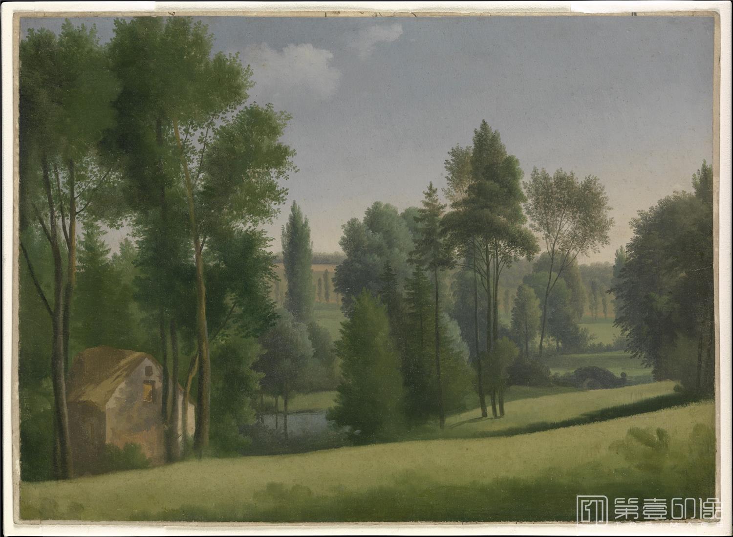 油画-美国纽约大都会美术馆油画藏画-Alexandre Hyacinthe DunouyView in a Park-0058
